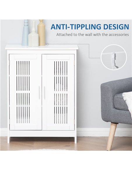 kleankin Modern Bathroom Storage Cabinet, Freestanding Floor Cupboard with Double Doors and Adjustable Shelves for Living Room,  - pic 196350 | FastDaddyshop