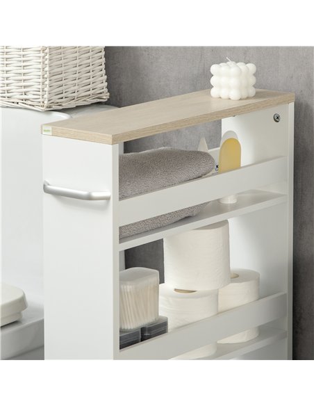 kleankin Storage Cart, 4-Tier Compact Storage Trolley on Wheels and Handle, 48W x 15D x 80H cm, White - pic 196359 | FastDaddyshop