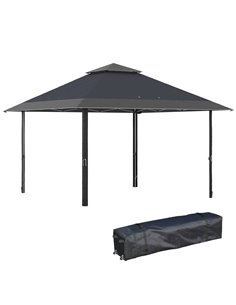 Outsunny 4x4m Pop-up Gazebo with UV Proof, Roller Bag, Adjustable Legs, Steel Frame, Grey