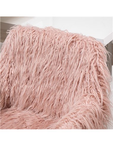 Vinsetto Faux Fur Desk Chair, Rolling Swivel Makeup Chair with Adjustable Height, Armrets for Home Office, Bedroom, Pink