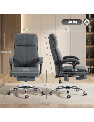 Vinsetto High Back Vibration Massage Office Chair with Footrest, Heated, Grey