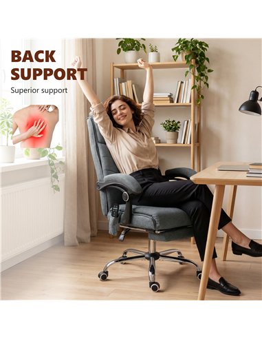 Vinsetto High Back Vibration Massage Office Chair with Footrest, Heated, Grey