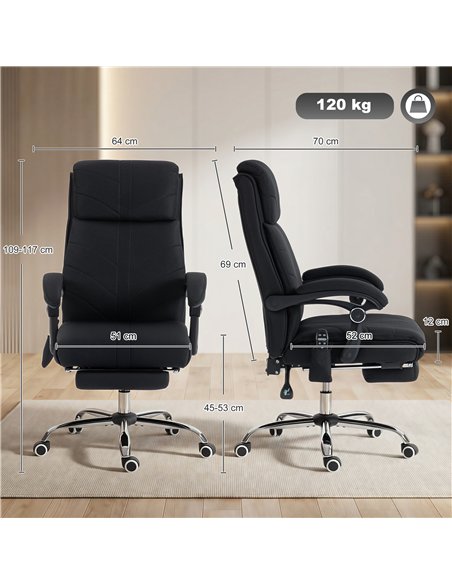 Vinsetto High Back Vibration Massage Office Chair with Footrest, Heated, Black - pic 196380 | FastDaddyshop