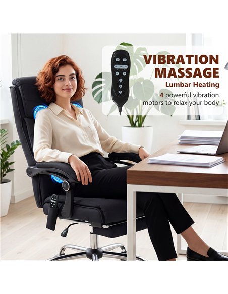 Vinsetto High Back Vibration Massage Office Chair with Footrest, Heated, Black - pic 196381 | FastDaddyshop