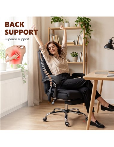 Vinsetto High Back Vibration Massage Office Chair with Footrest, Heated, Black