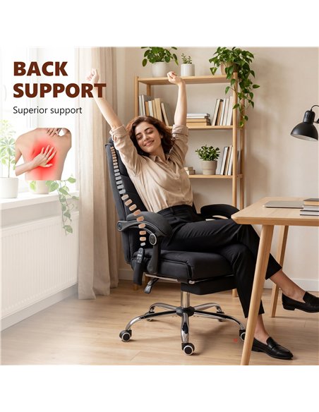 Vinsetto High Back Vibration Massage Office Chair with Footrest, Heated, Black - pic 196382 | FastDaddyshop
