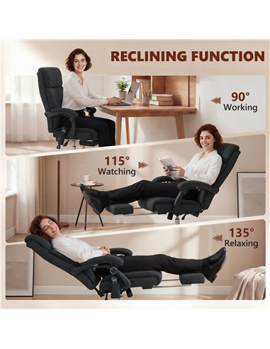 Vinsetto High Back Vibration Massage Office Chair with Footrest, Heated, Black
