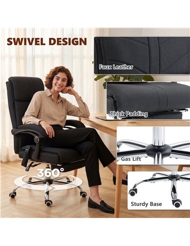 Vinsetto High Back Vibration Massage Office Chair with Footrest, Heated, Black
