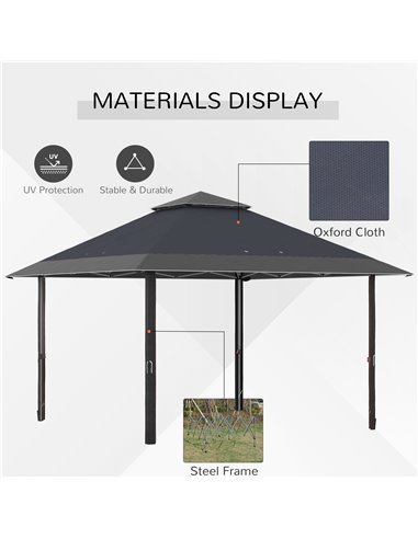 Outsunny 4x4m Pop-up Gazebo with UV Proof, Roller Bag, Adjustable Legs, Steel Frame, Grey