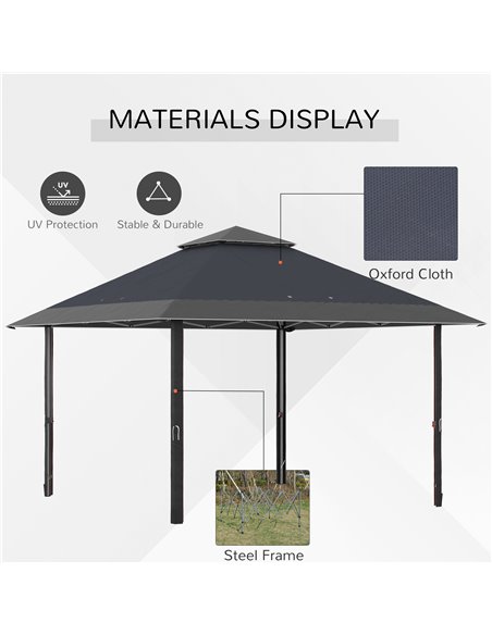 Outsunny 4x4m Pop-up Gazebo with UV Proof, Roller Bag, Adjustable Legs, Steel Frame, Grey - pic 19639 | FastDaddyshop