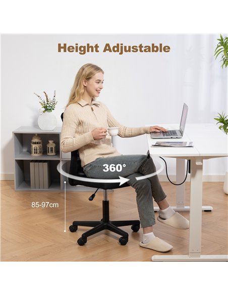 Vinsetto Computer Desk Chair, Armless Mesh Office Chair with Adjustable Height and Rolling Wheels, Black - pic 196391 | FastDaddyshop