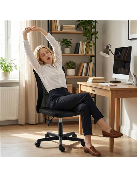 Vinsetto Computer Desk Chair, Armless Mesh Office Chair with Adjustable Height and Rolling Wheels, Black - pic 196392 | FastDaddyshop