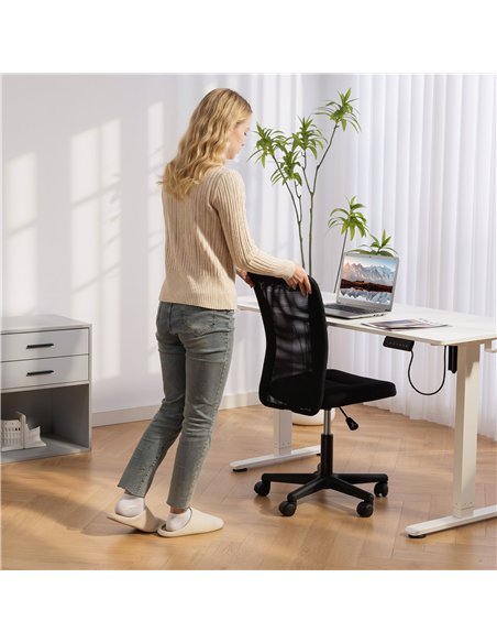 Vinsetto Computer Desk Chair, Armless Mesh Office Chair with Adjustable Height and Rolling Wheels, Black - pic 196393 | FastDaddyshop