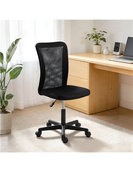 Vinsetto Computer Desk Chair, Armless Mesh Office Chair with Adjustable Height and Rolling Wheels, Black - pic 196394 | FastDaddyshop