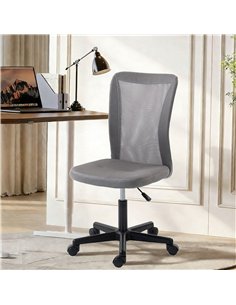 Vinsetto Computer Desk Chair, Mesh Office Chair with Adjustable Height and Swivel Wheels, Armless Study Chair, Grey 2