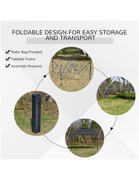 Outsunny 4x4m Pop-up Gazebo with UV Proof, Roller Bag, Adjustable Legs, Steel Frame, Grey - pic 19641 | FastDaddyshop