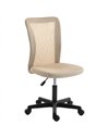 Vinsetto Computer Desk Chair, Mesh Office Chair with Adjustable Height and Swivel Wheels, Armless Study Chair, Beige