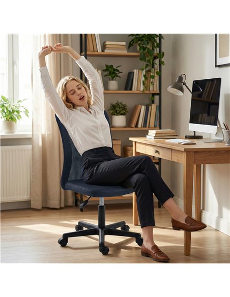 Vinsetto Computer Desk Chair, Mesh Office Chair with Adjustable Height and Swivel Wheels, Armless Study Chair, Dark Grey - pic 196428 | FastDaddyshop