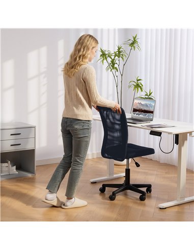 Vinsetto Computer Desk Chair, Mesh Office Chair with Adjustable Height and Swivel Wheels, Armless Study Chair, Dark Grey