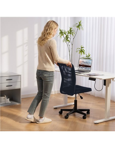 Vinsetto Computer Desk Chair, Mesh Office Chair with Adjustable Height and Swivel Wheels, Armless Study Chair, Dark Grey - pic 196429 | FastDaddyshop