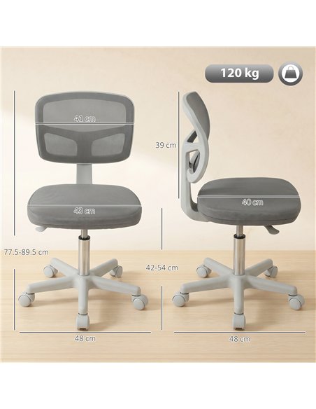 Vinsetto Small Office Chair without Arms, Ergonomic Swivel Mesh Desk Chair with Curved Back, Dark Grey - pic 196434 | FastDaddyshop