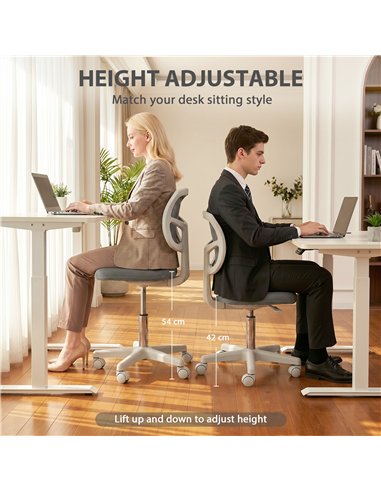 Vinsetto Small Office Chair without Arms, Ergonomic Swivel Mesh Desk Chair with Curved Back, Dark Grey