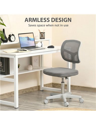Vinsetto Small Office Chair without Arms, Ergonomic Swivel Mesh Desk Chair with Curved Back, Dark Grey