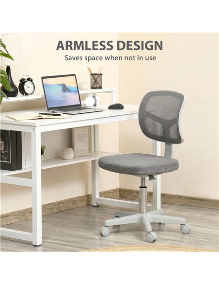 Vinsetto Small Office Chair without Arms, Ergonomic Swivel Mesh Desk Chair with Curved Back, Dark Grey - pic 196436 | FastDaddyshop
