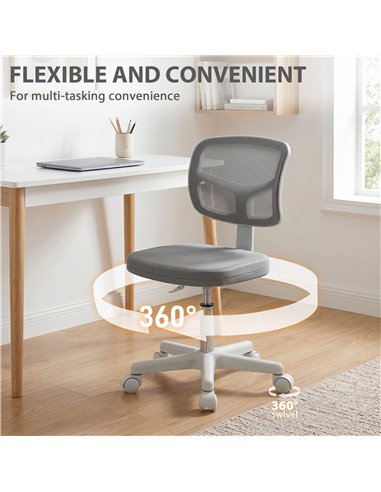 Vinsetto Small Office Chair without Arms, Ergonomic Swivel Mesh Desk Chair with Curved Back, Dark Grey