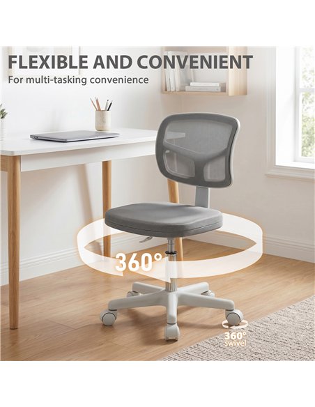 Vinsetto Small Office Chair without Arms, Ergonomic Swivel Mesh Desk Chair with Curved Back, Dark Grey - pic 196437 | FastDaddyshop