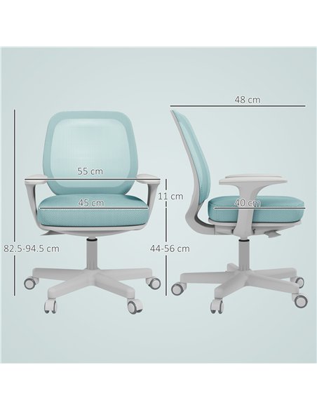 Vinsetto 44-56cm Mesh Back Office Chair - Light Green - pic 196443 | FastDaddyshop