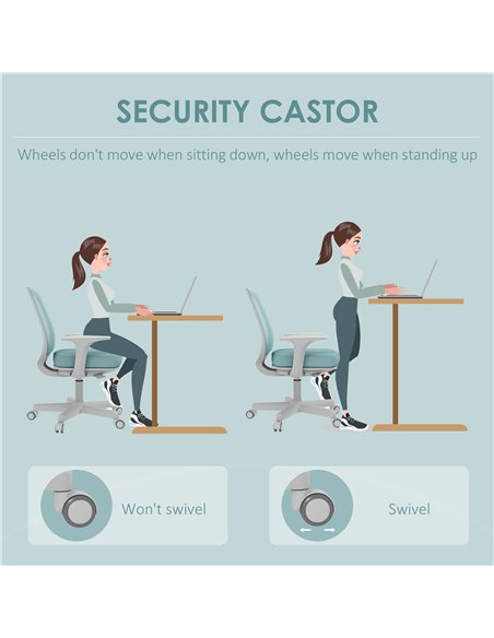Vinsetto 44-56cm Mesh Back Office Chair - Light Green - pic 196444 | FastDaddyshop