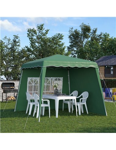 Outsunny Pop Up Gazebo with 2 Sides, Slant Legs, Carry Bag, UV50+, Green