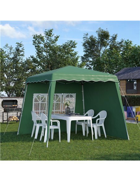 Outsunny Pop Up Gazebo with 2 Sides, Slant Legs, Carry Bag, UV50+, Green - pic 19646 | FastDaddyshop