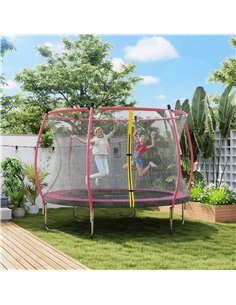 SPORTNOW 10ft Outdoor Trampoline with Enclosure Net, Spring Cover, Pink 2