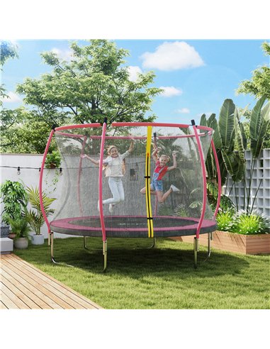 SPORTNOW 10ft Outdoor Trampoline with Enclosure Net, Spring Cover, Pink