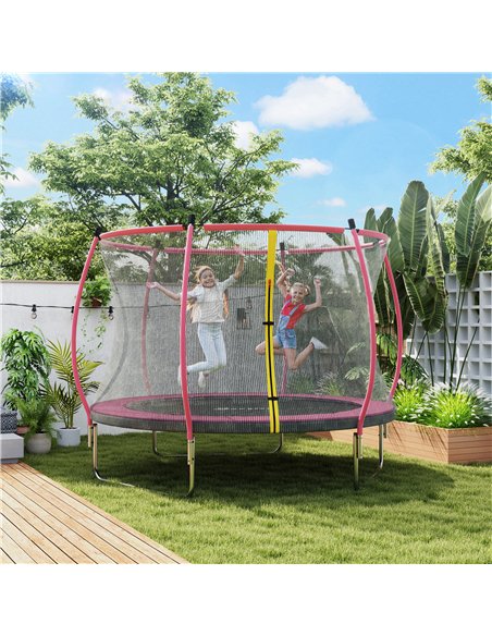 SPORTNOW 10ft Outdoor Trampoline with Enclosure Net, Spring Cover, Pink - pic 196460 | FastDaddyshop