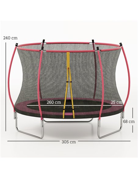 SPORTNOW 10ft Outdoor Trampoline with Enclosure Net, Spring Cover, Pink - pic 196461 | FastDaddyshop