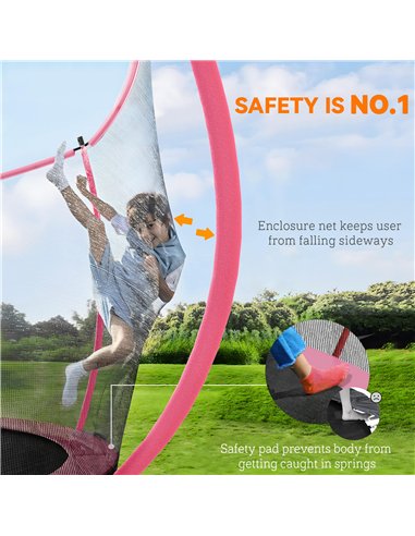 SPORTNOW 10ft Outdoor Trampoline with Enclosure Net, Spring Cover, Pink