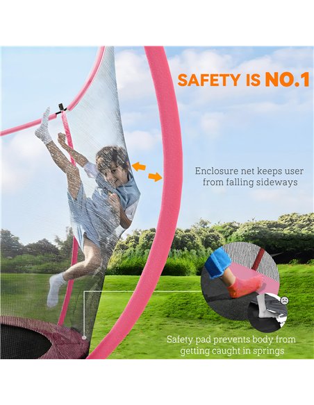 SPORTNOW 10ft Outdoor Trampoline with Enclosure Net, Spring Cover, Pink - pic 196462 | FastDaddyshop
