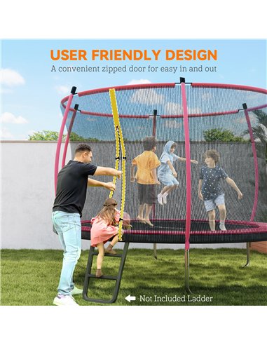 SPORTNOW 10ft Outdoor Trampoline with Enclosure Net, Spring Cover, Pink
