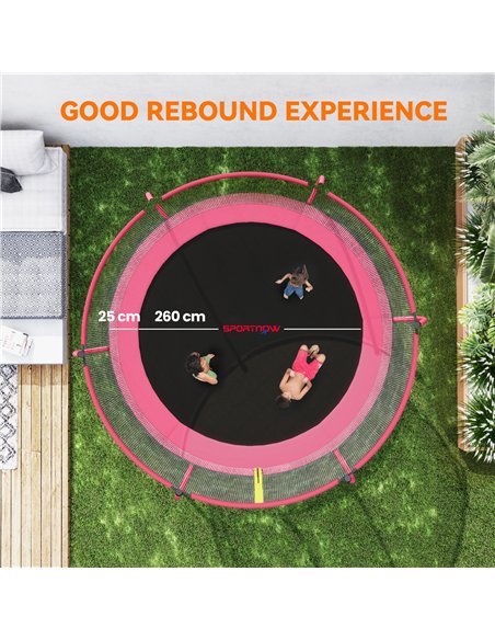 SPORTNOW 10ft Outdoor Trampoline with Enclosure Net, Spring Cover, Pink - pic 196464 | FastDaddyshop
