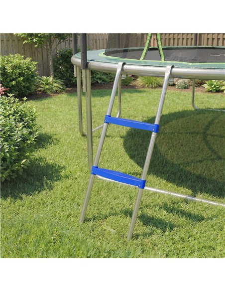 SPORTNOW Trampoline Ladder, 2-Steps with Horizontal Wide Steps, Universal Hook, Galvanised Steel Frame, 150kg Load Capacity - pic 196469 | FastDaddyshop
