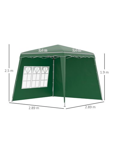 Outsunny Pop Up Gazebo with 2 Sides, Slant Legs, Carry Bag, UV50+, Green