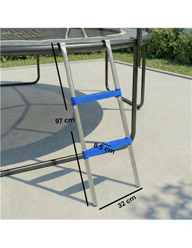SPORTNOW Trampoline Ladder, 2-Steps with Horizontal Wide Steps, Universal Hook, Galvanised Steel Frame, 150kg Load Capacity