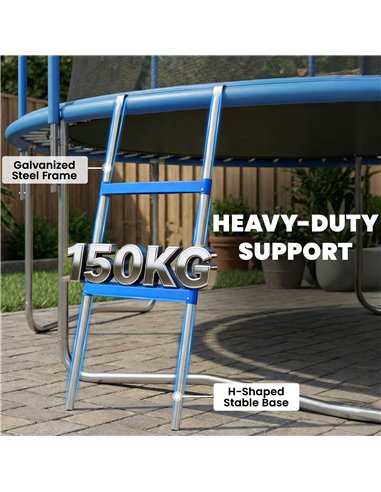 SPORTNOW Trampoline Ladder, 2-Steps with Horizontal Wide Steps, Universal Hook, Galvanised Steel Frame, 150kg Load Capacity