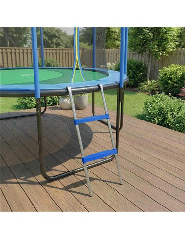 SPORTNOW Trampoline Ladder, 2-Steps with Horizontal Wide Steps, Universal Hook, Galvanised Steel Frame, 150kg Load Capacity