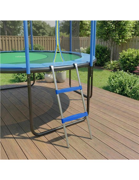 SPORTNOW Trampoline Ladder, 2-Steps with Horizontal Wide Steps, Universal Hook, Galvanised Steel Frame, 150kg Load Capacity - pic 196475 | FastDaddyshop