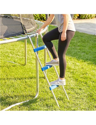 SPORTNOW Trampoline Ladder, 3-Steps with Horizontal Wide Steps, Universal Hook, Galvanised Steel Frame, 150kg Load Capacity