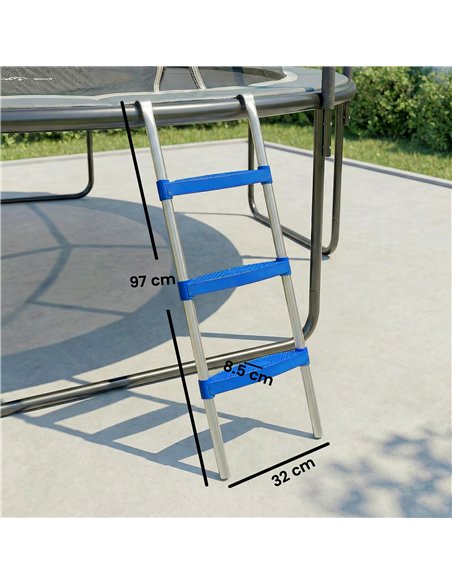 SPORTNOW Trampoline Ladder, 3-Steps with Horizontal Wide Steps, Universal Hook, Galvanised Steel Frame, 150kg Load Capacity - pic 196479 | FastDaddyshop